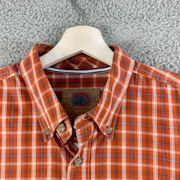 Boston Traders Shirt Mens Extra Large Orange Plaid Outdoor Business Casual Camp - Picture 2 of 11